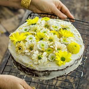Baked Dessert with Flower Topper